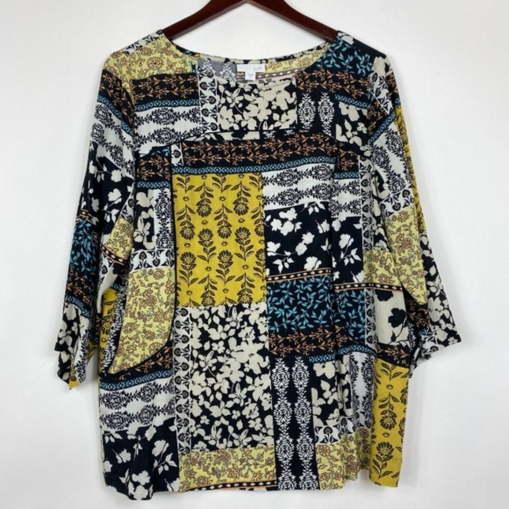 J.Jill Medium Blouse Floral Multicolor Long Sleeve